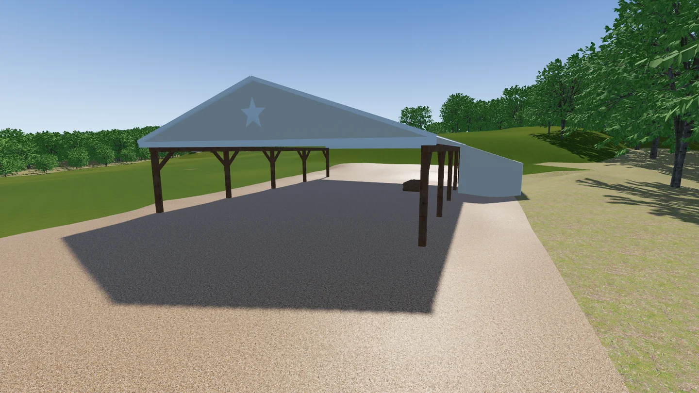 Equipment barn in the rebuilt VR environment