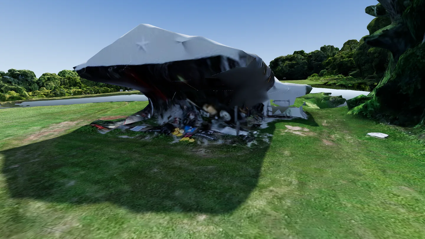 Equipment barn in the original drone scan